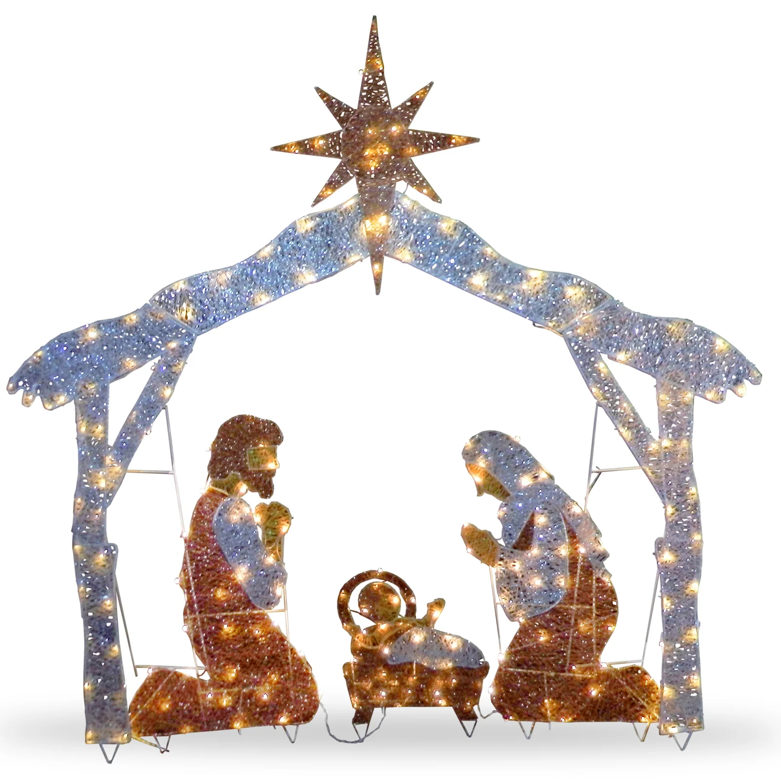 【Décor】Crystal Nativity Christmas Decoration Lighted Display