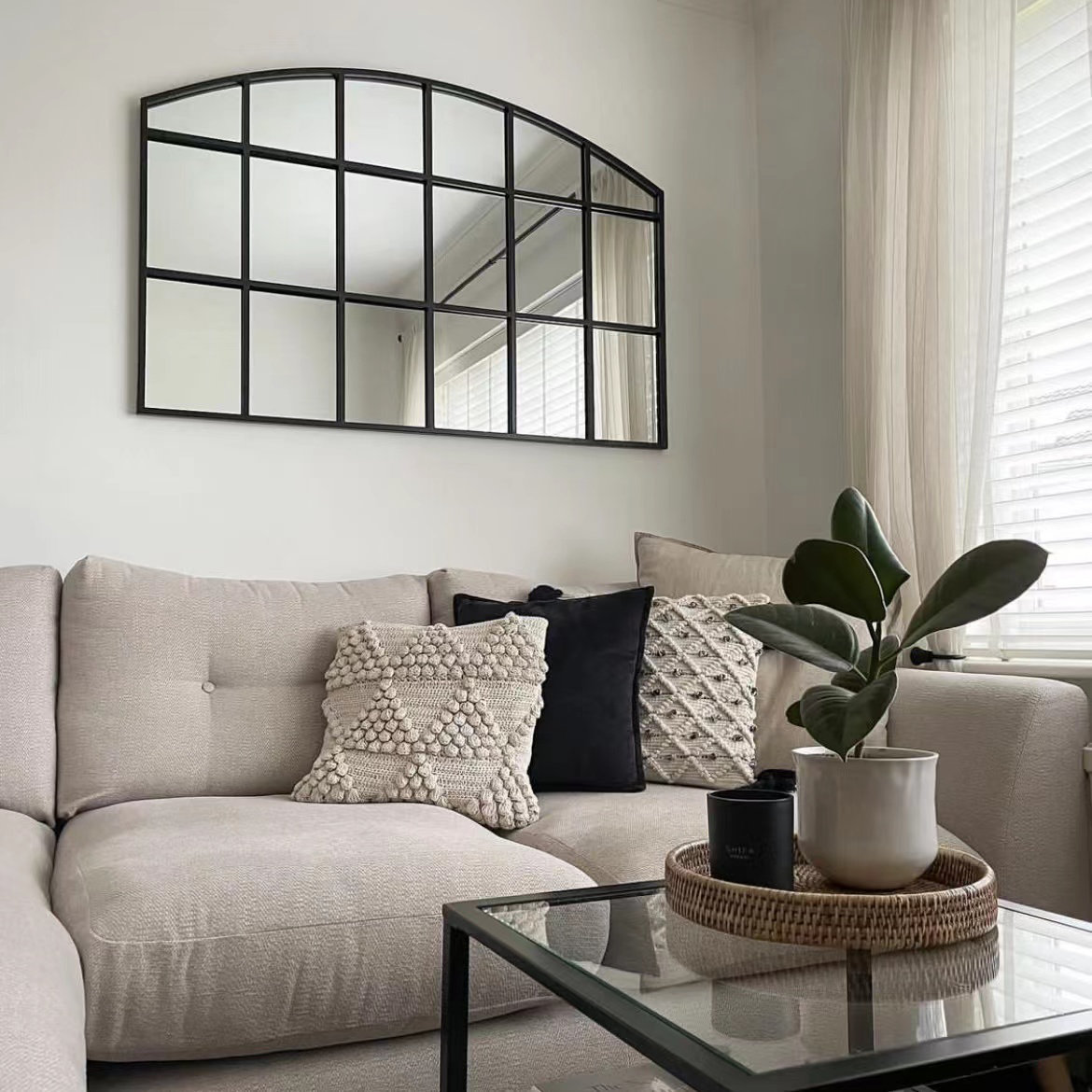 【Home Improvement】Kaxton Window Pane Metal Mirror