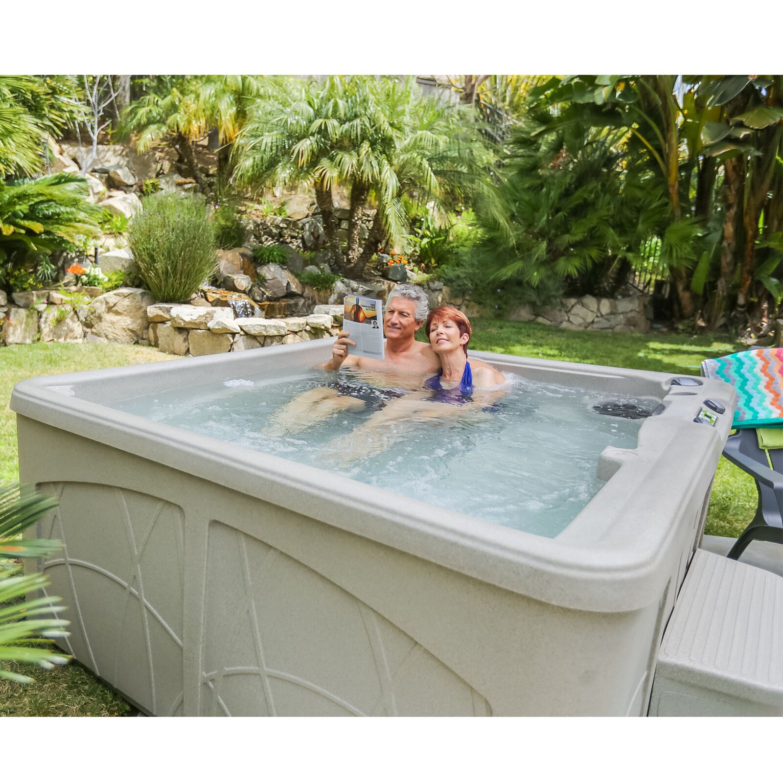 【Sports&Outdoors】Lifesmart Spas Lifesmart 5 - Person 28 - Jet Rectangular Plug & Play Hot Tub with Ozonator
