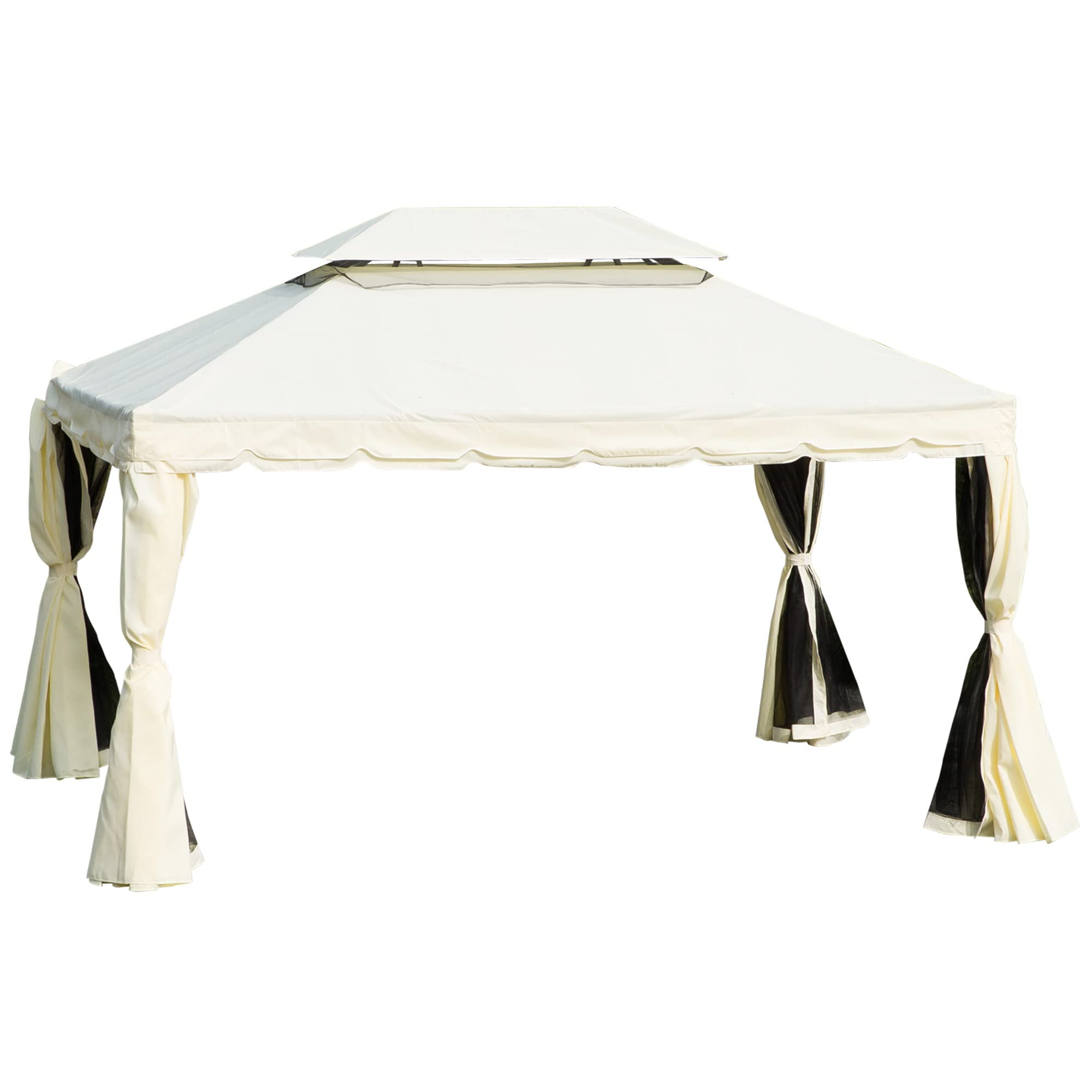 【Gazebo】10 x 13 ft double roof aluminium frame pavilion with mesh and curtains