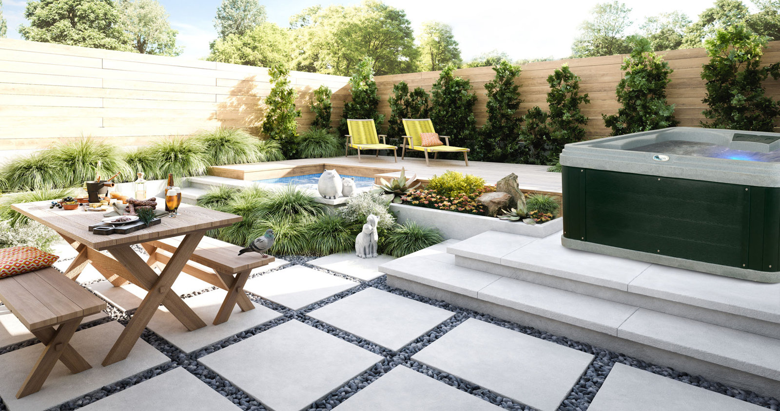 【Sports&Outdoors】Ohana Spas Soothe LS 6-Person 70 - Jet Square Hot Tub with Heater. Ozone and Ice Bucket