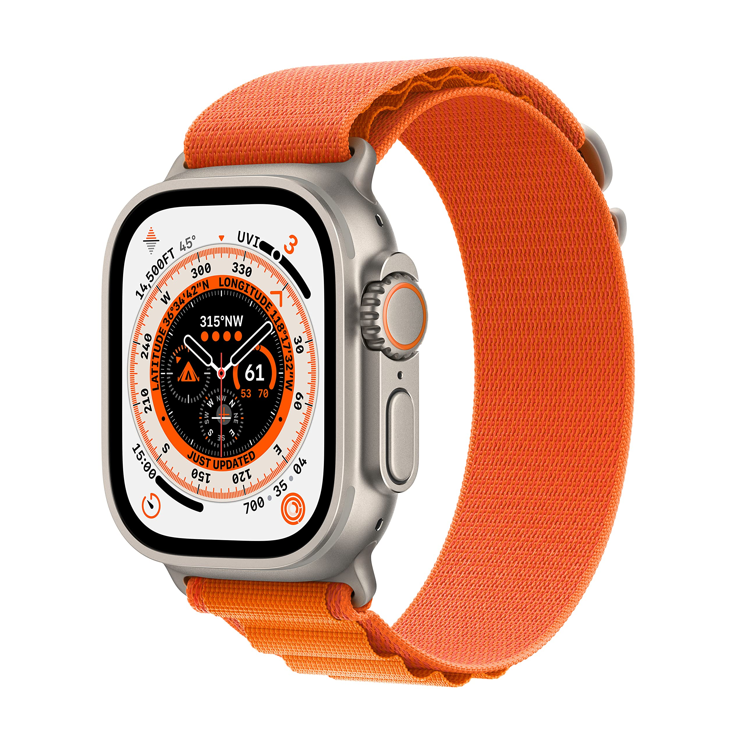 【Electronics】Apple Watch Ultra [GPS + Cellular 49mm] Smart Watch w/Rugged Titanium Case & Orange Alpine Loop Medium