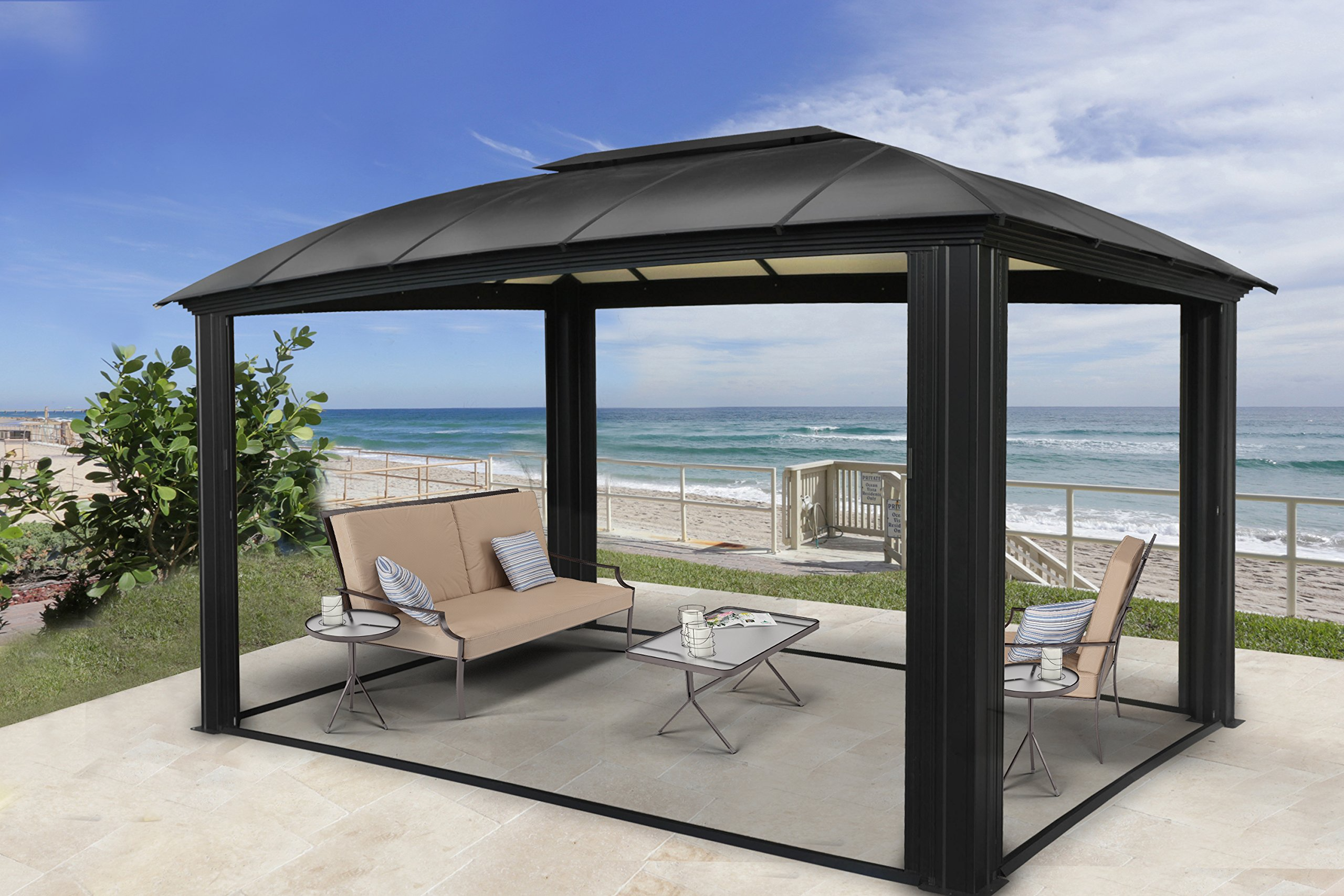【Gazebo】12'x16' Aspen Hard Top Gazebo, Heavy-Duty Aluminum Backyard Structure, Durable and Rust-Free