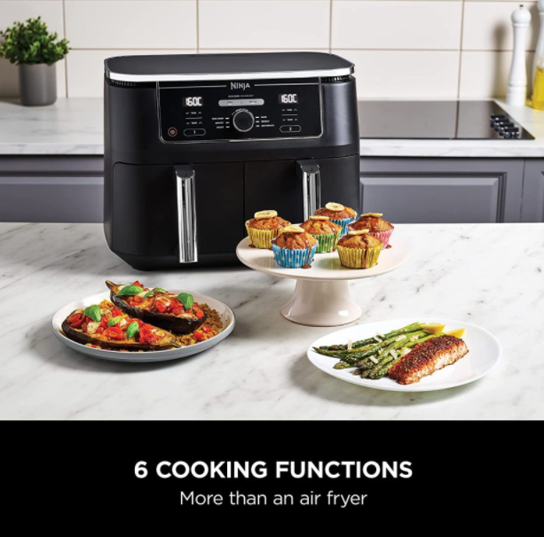 Ninja Foodi Max Dual Zone Air Fryer [AF400UK] 2-drawer, 6 cooking functions, 9.5L