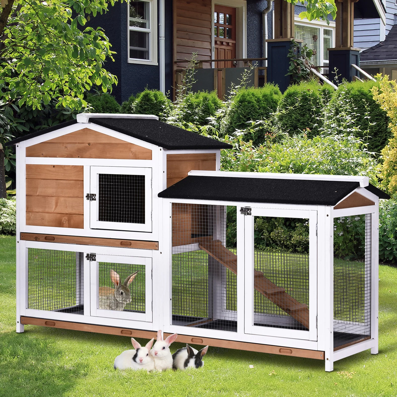 【Pet】Violetta Weather Resistant Rabbit Hutch with Ramp