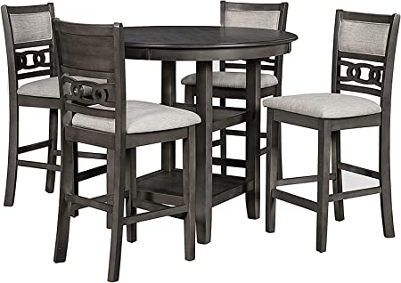 Classic Furniture Gia 5-Piece Round Counter Height Set with 1 Dining Table and 4 Chairs, 42.25