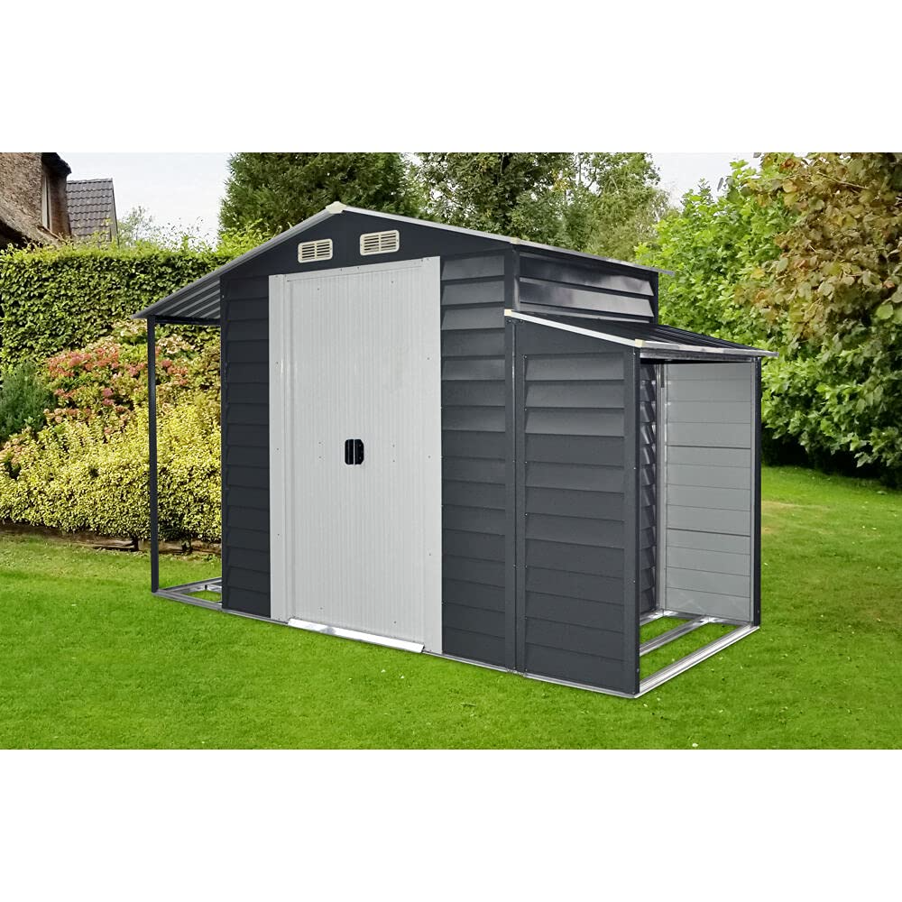 【Storage Shed】3-in-1 Multi-Use Storage Shed | Separate Firewood Storage | Open Extension | Galvanized Steel