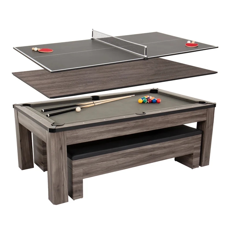Hampton 7' 3-in-1 Combination Table Includes Billiards, Table Tennis, & Dining Table